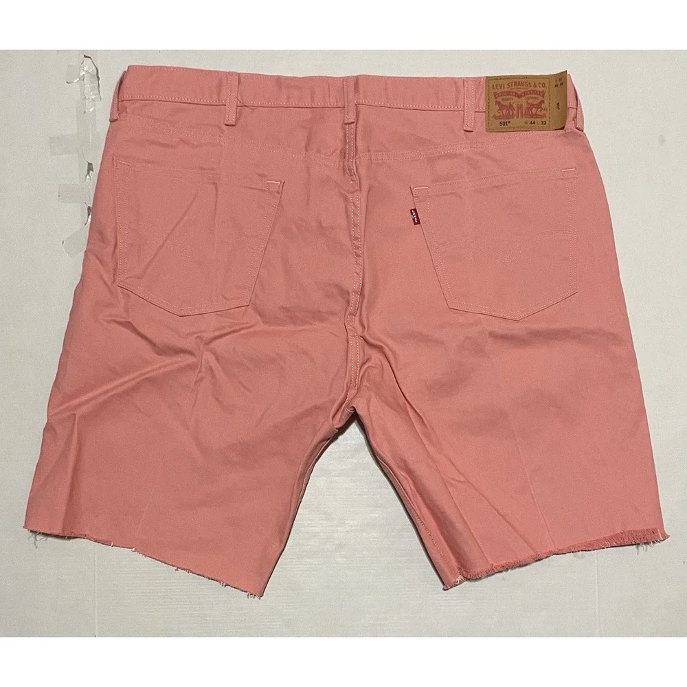 NWOT Levi's 501 Button Fly Men Shorts 44 X 10 Pink DIY‎ Cutoff Frayed Raw Hem